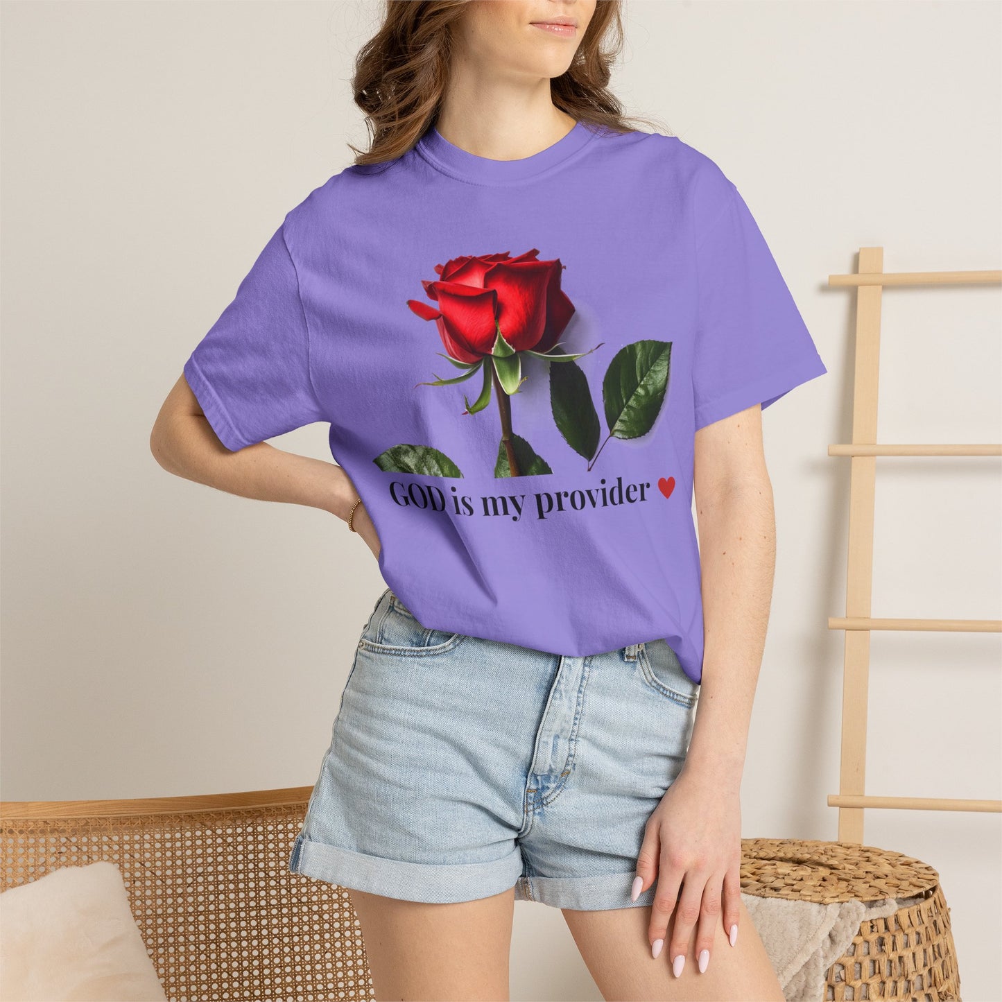Red Rose "GOD is my provider" T-Shirt | Faith Floral Tee