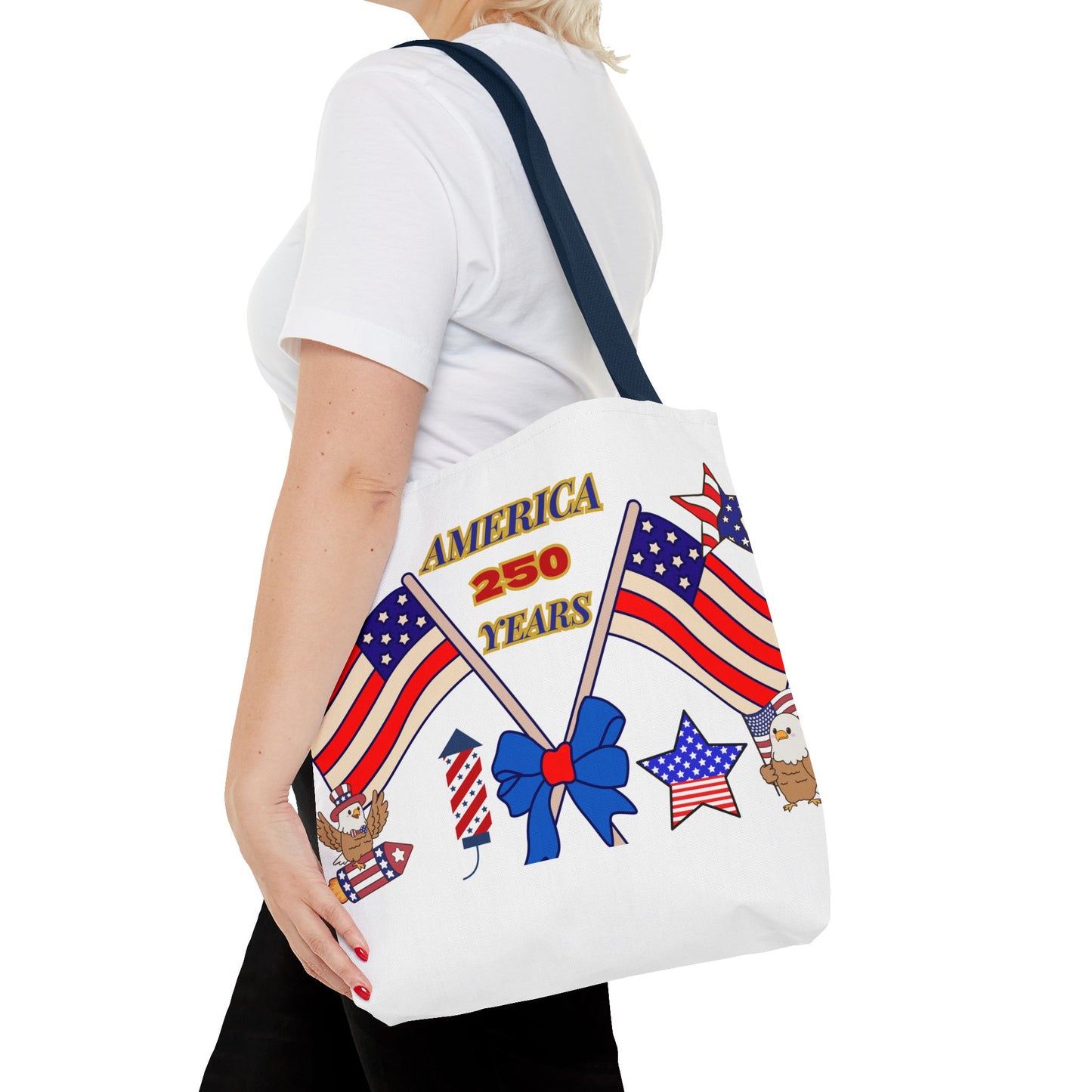 America 250 Years Flag Crossed Flags Patriotic Tote Bag | Independence Day