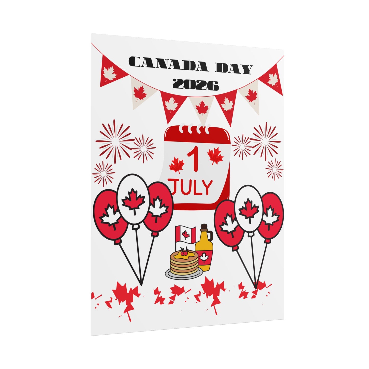 Canada Day 1 July Poster – Red Maple Leaf Celebration Print