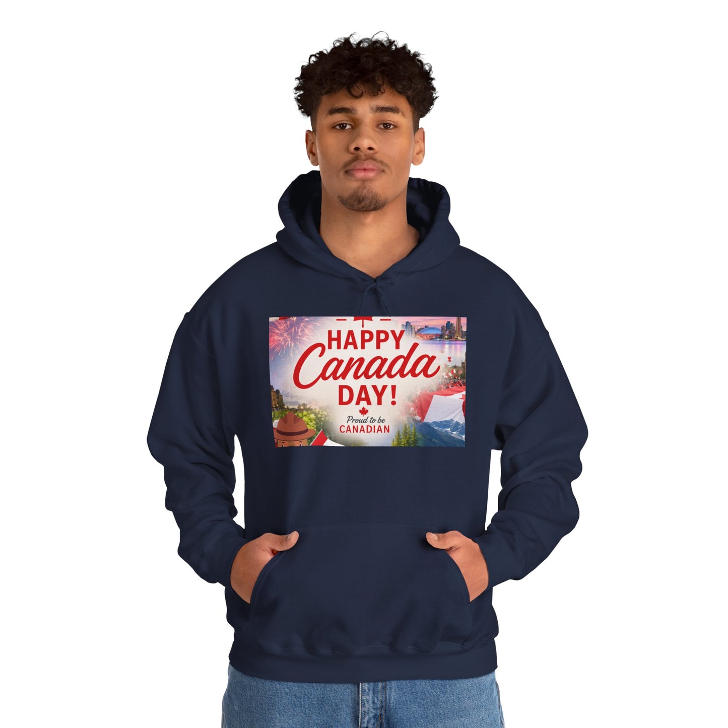 Canada Day Hoodie — "Happy Canada Day! Proud Canadian" Celebration Sweatshirt