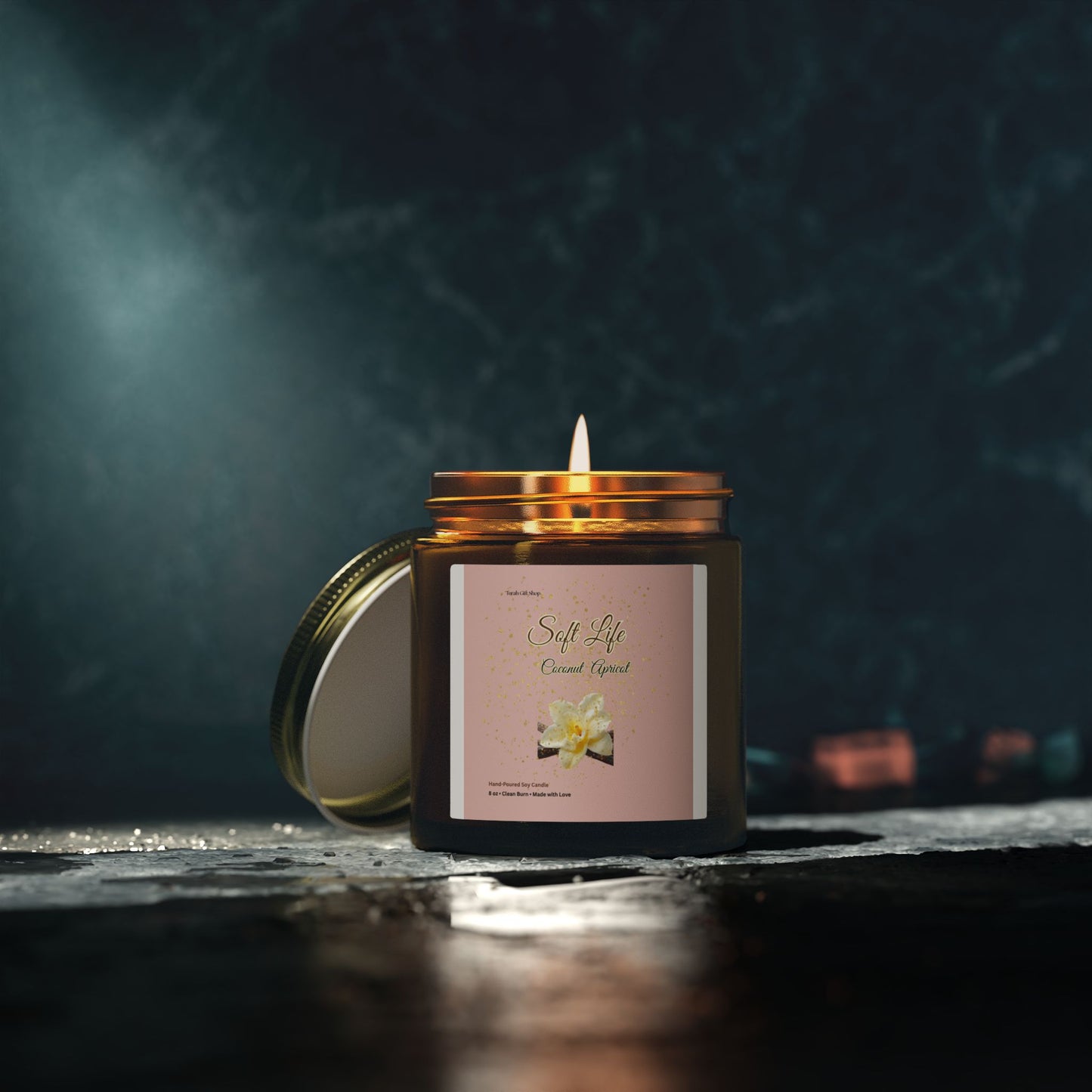 Coconut Apricot Scented Candle (4oz/9oz) - Tropical Vanilla Floral Soy Jar