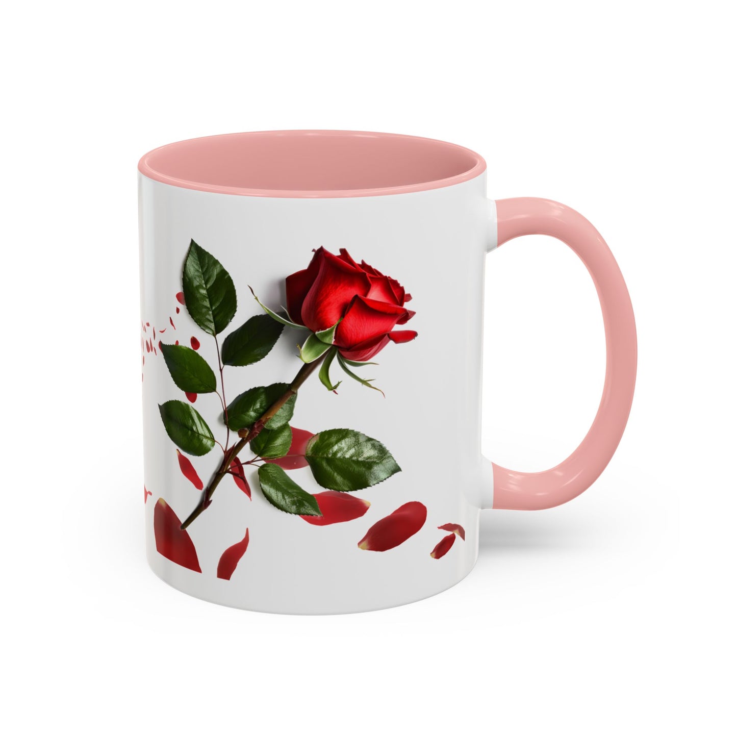 Red Rose Petals Accent Coffee Mug | 11oz 15oz