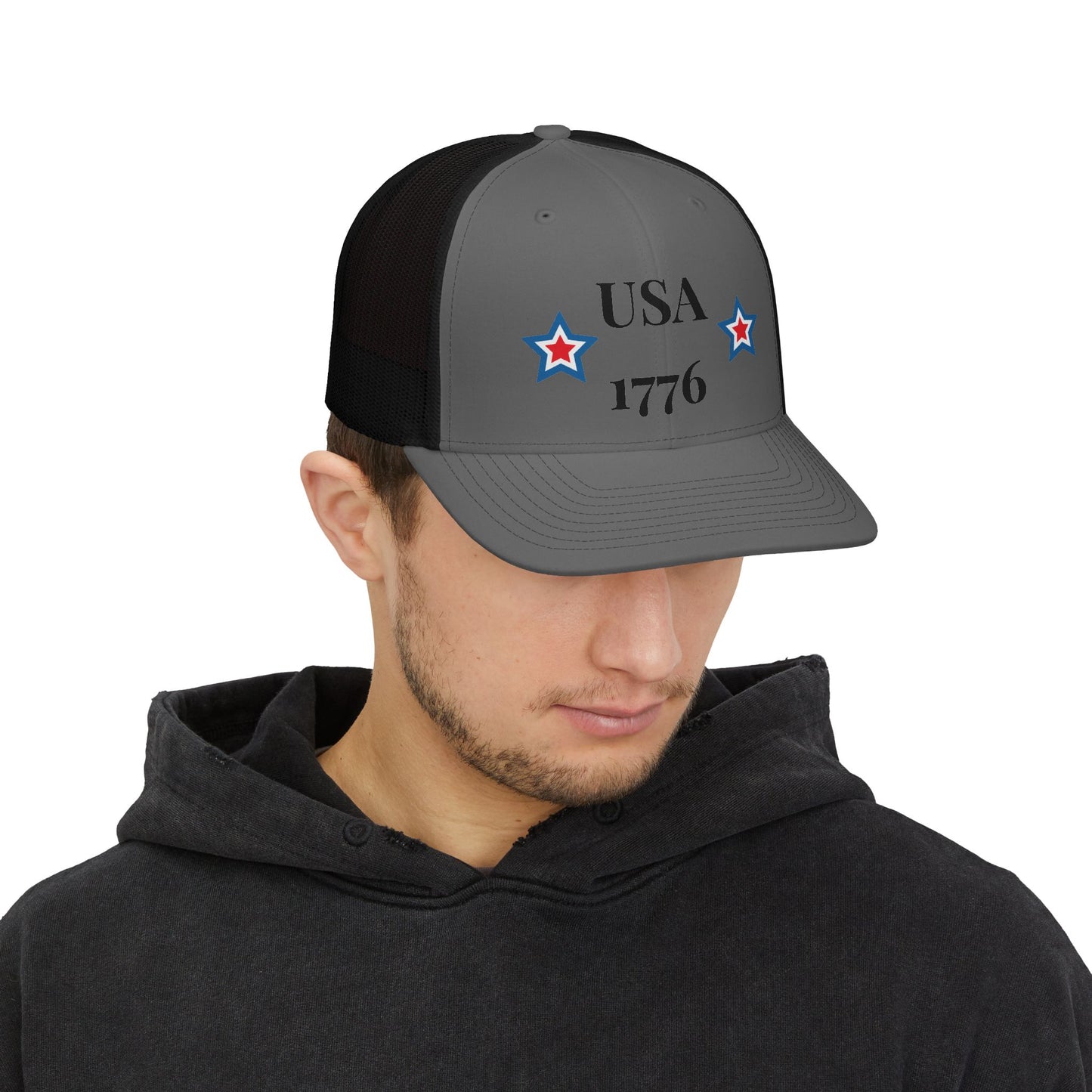USA 1776 Snapback Cap | Patriotic Stars Trucker Hat
