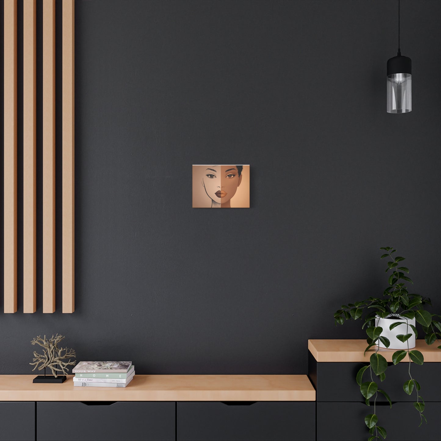 African American Half Happy Half Sad Face Canvas | Matte Stretched 1.25"