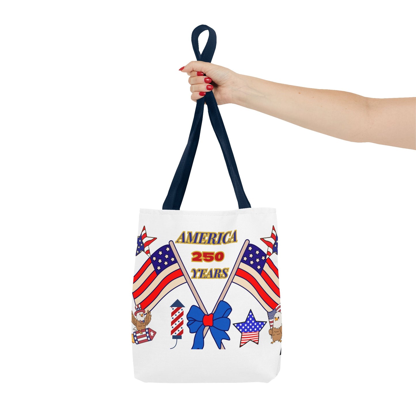 America 250 Years Flag Crossed Flags Patriotic Tote Bag | Independence Day