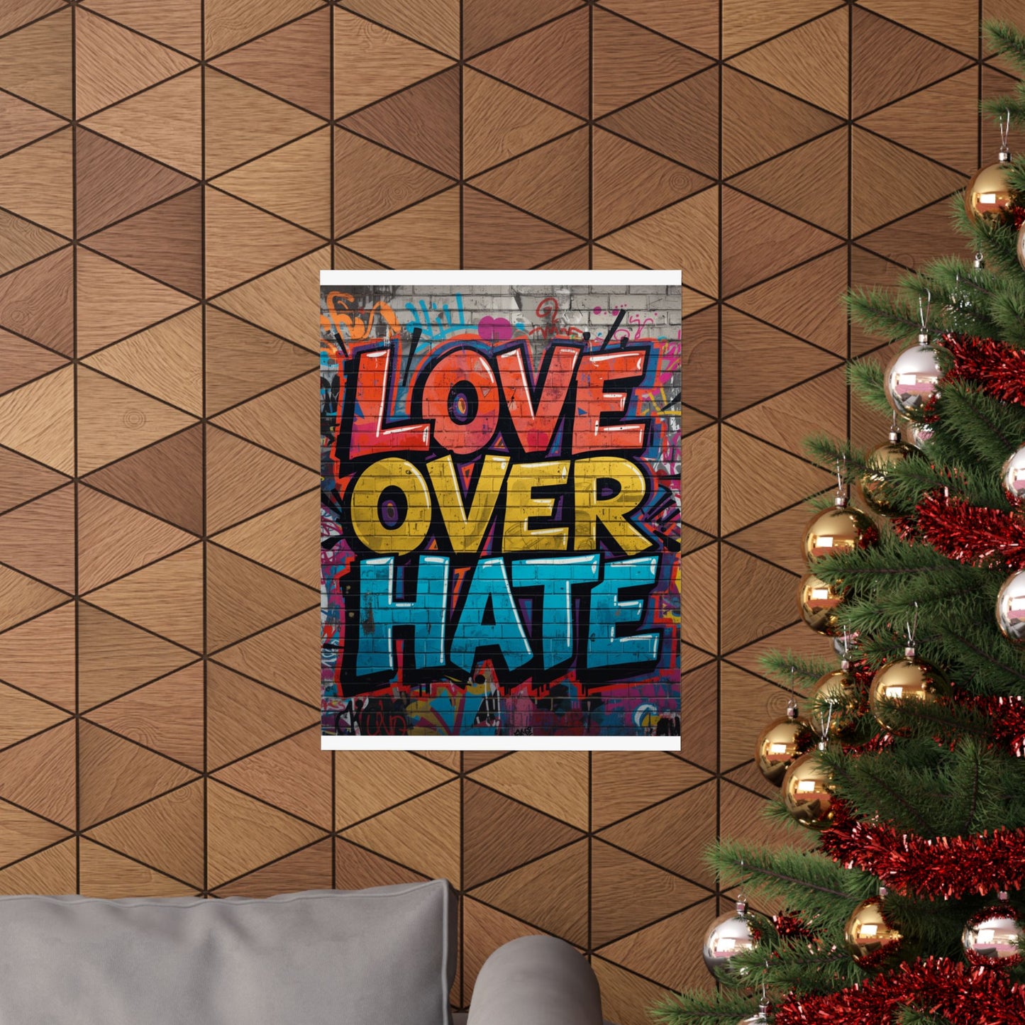 Love Over Hate Matte Poster — Bold Graffiti Street Art Wall Print