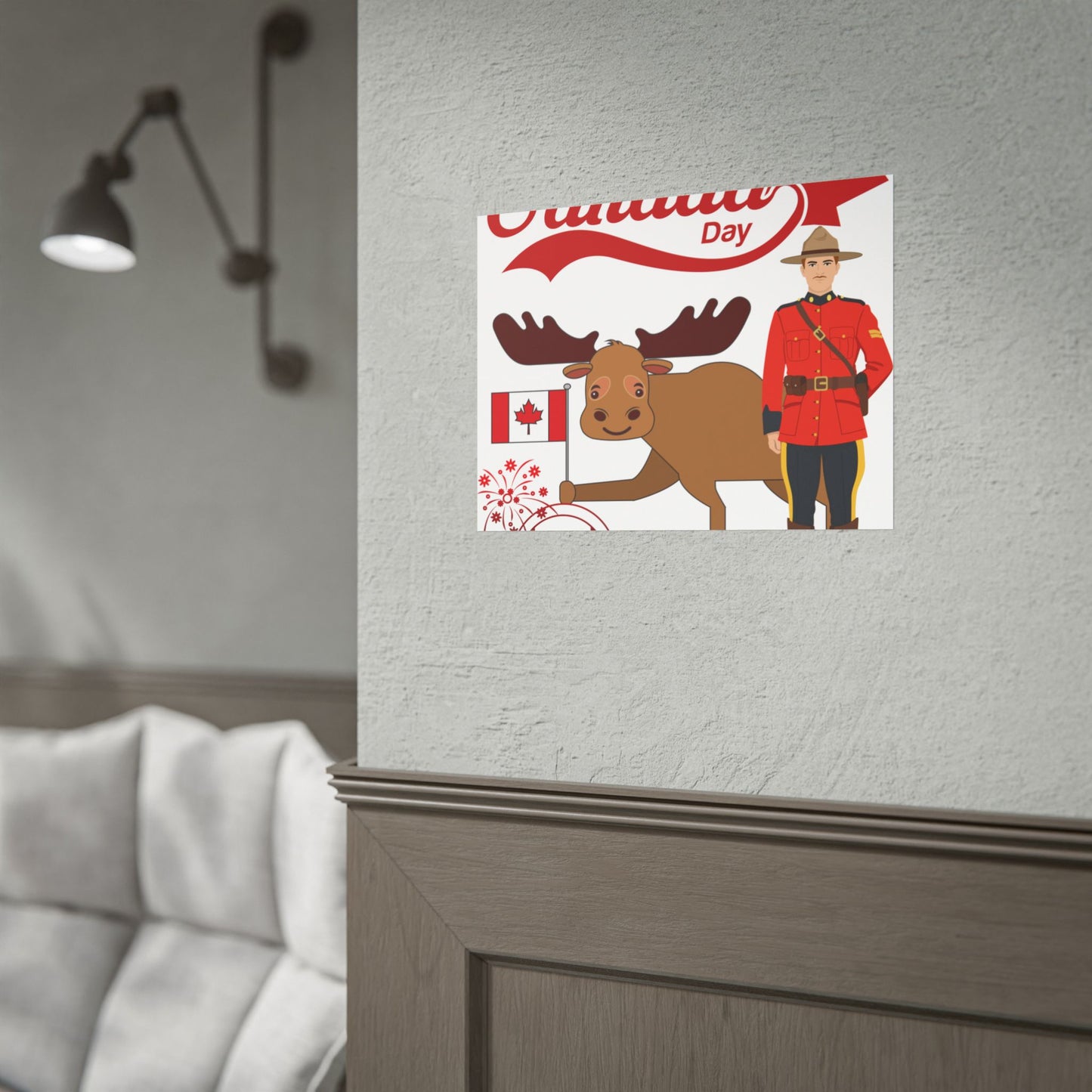 Canada Day Poster - Happy Canada Day Moose & Mountie Rolled Poster