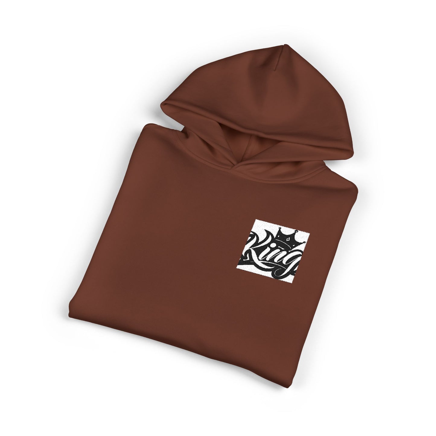 Relaxed Hoodie — Minimal Black Crown Chest Logo Hooded Sweatshirt