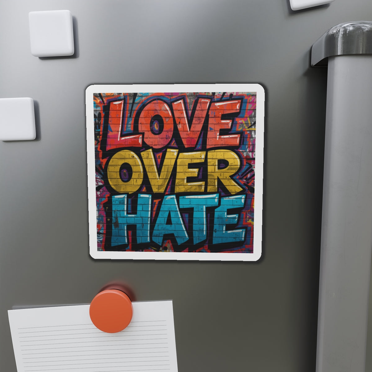 Love Over Hate Die-Cut Magnet — Inspirational Heart Sticker Magnet