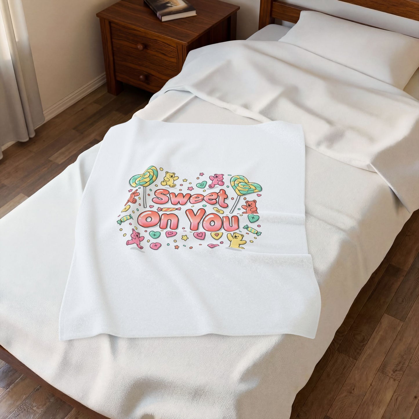 Sweet On You Plush Blanket | Candycore Valentine heart candy pattern