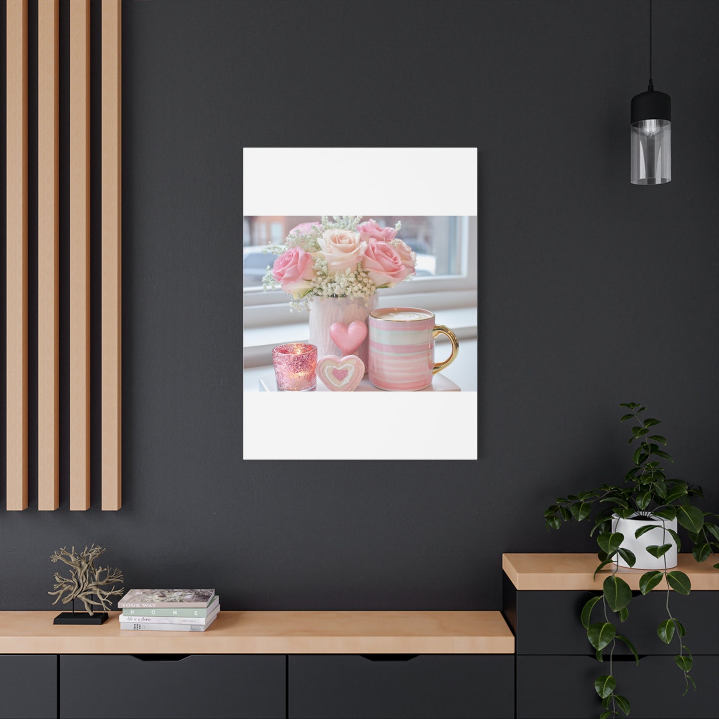 Pink Rose Bouquet with Mug Canvas