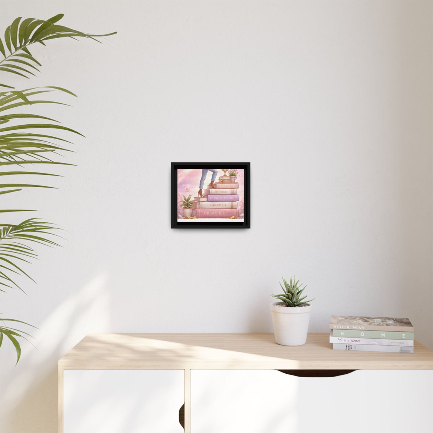 Dream Big Wall Art — Motivational Stacked Books Framed Canvas