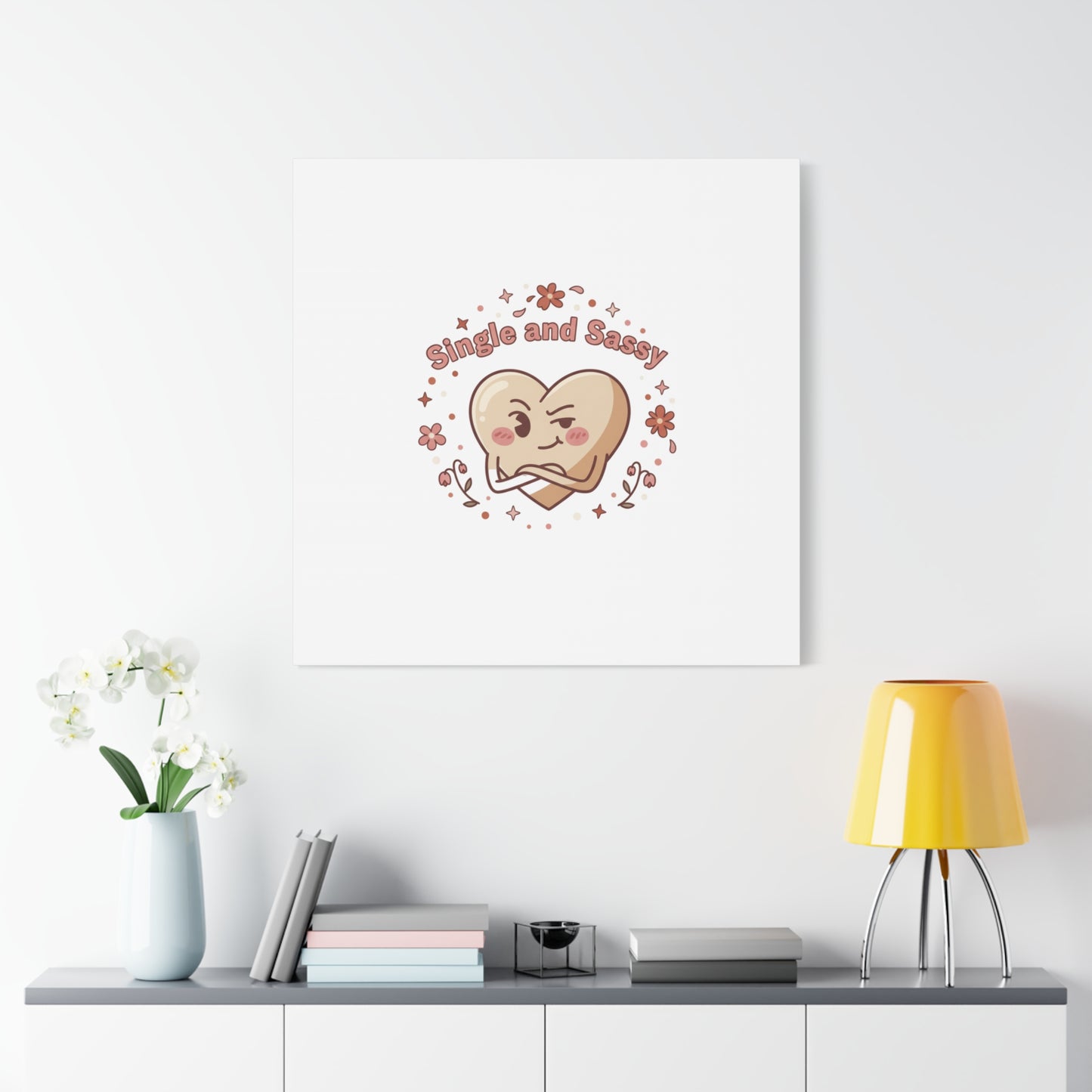 Single and Sassy Heart Canvas | Anti‑Valentine, Pastel Cynic Wall Art