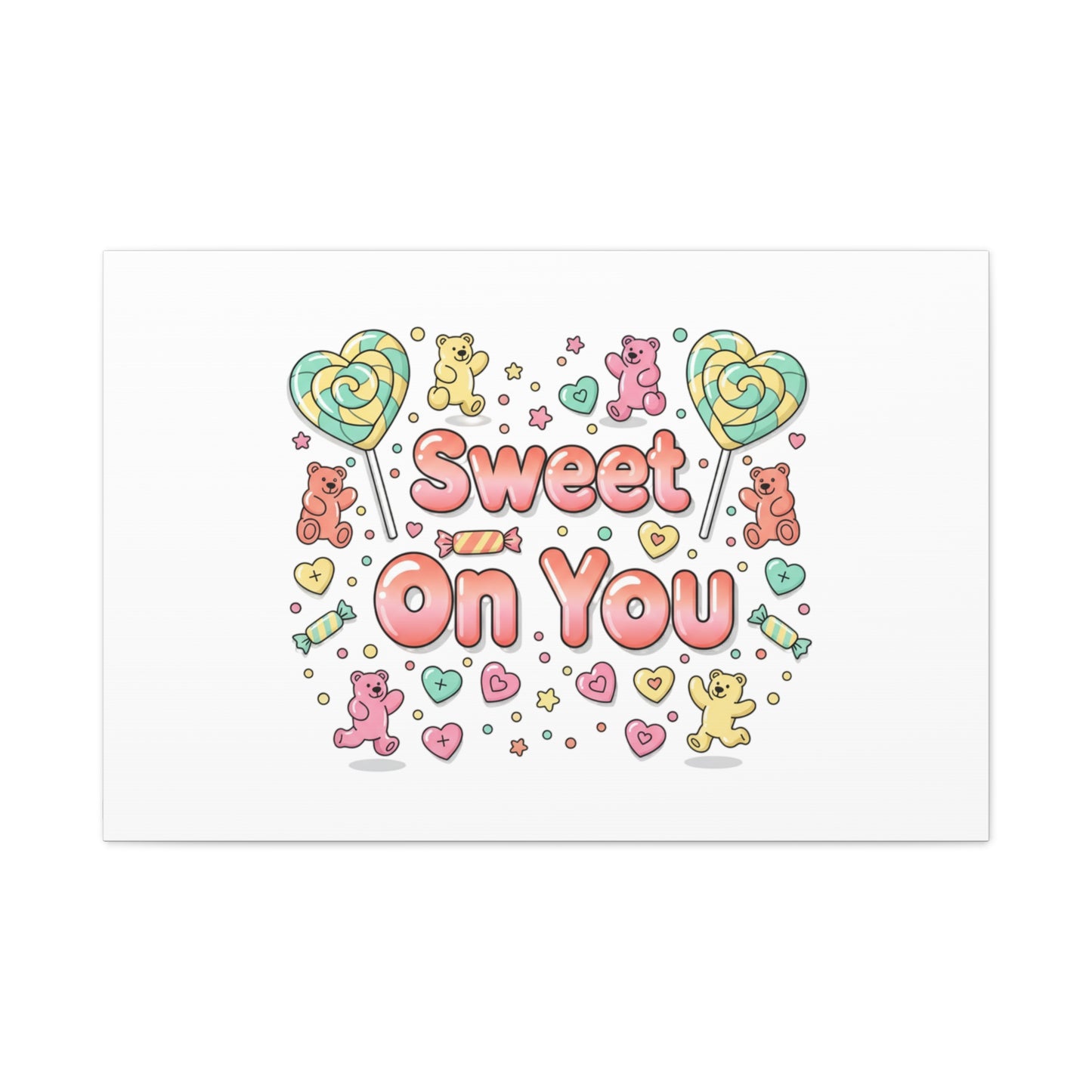 Sweet On You Canvas | Valentine Candycore heart candy pattern, pastel snackcore art