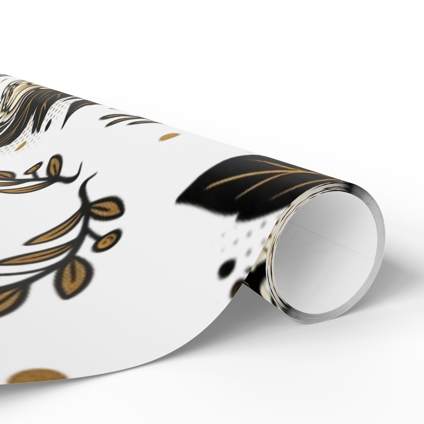 Mom & Love Floral Wrapping Paper – Gold Heart Gift Wrap for Mother's Day