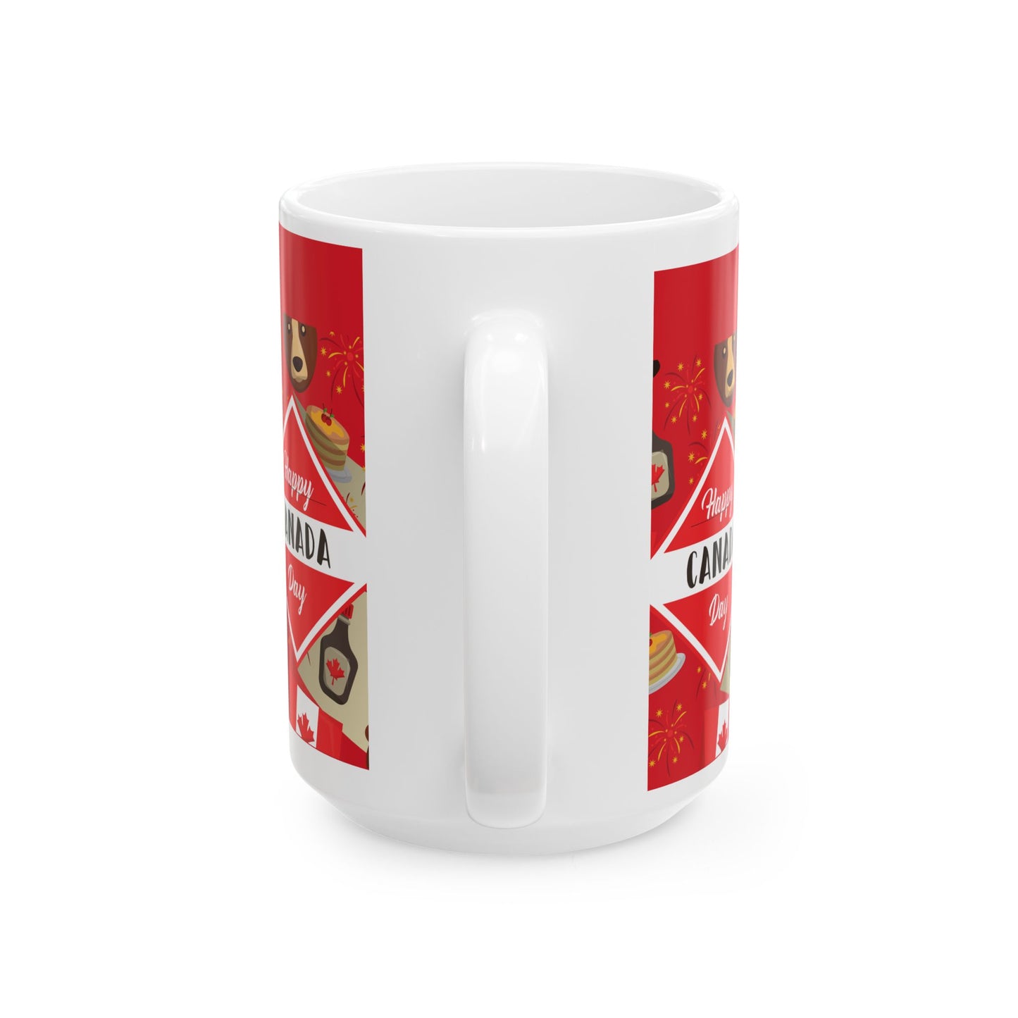 Canada Cityscape Fireworks Mug — Happy Canada Day Ceramic Coffee Cup (11oz/15oz)