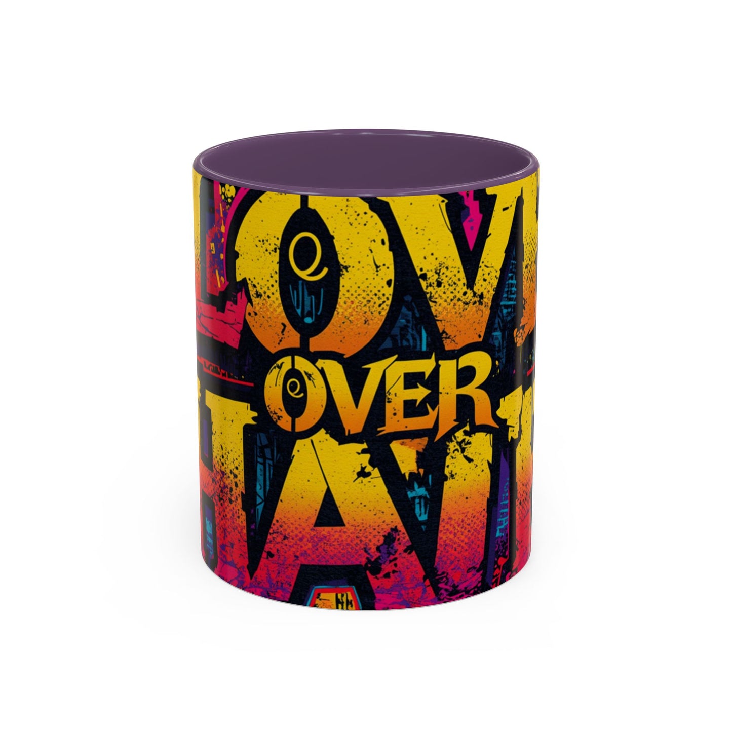 Love Over Hate Accent Coffee Mug — 11/15 oz Inspirational Ceramic Mug