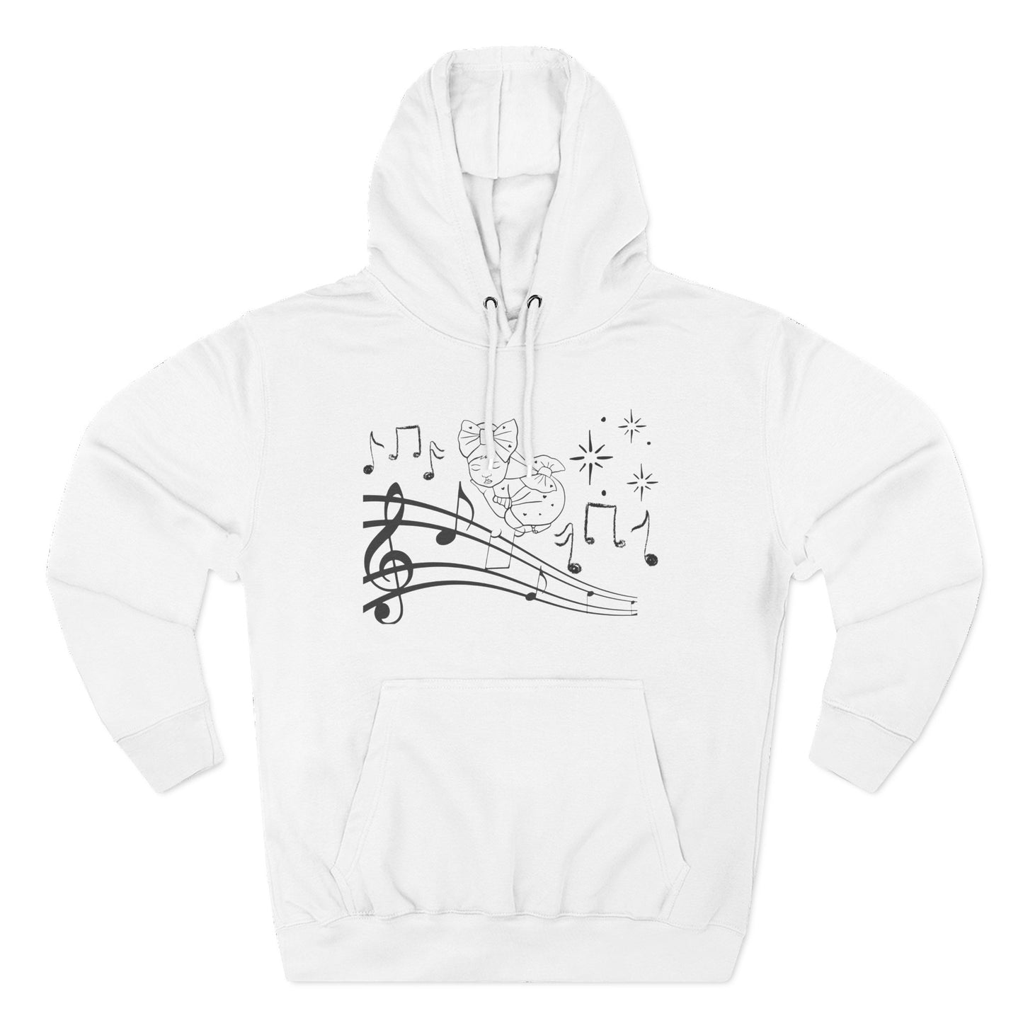 Musical Notes Hoodie – Cute Bunny on Staff Graphic Pullover