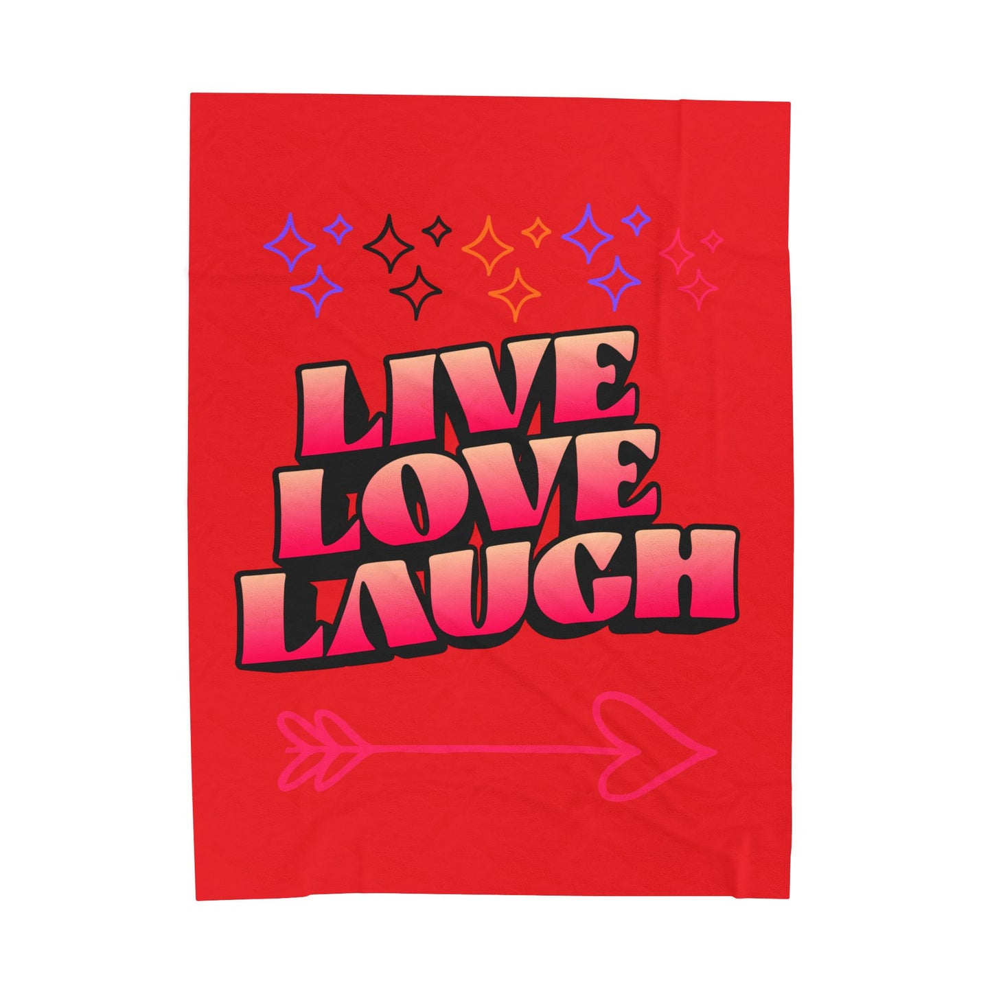 Live Love Laugh Velveteen Plush Blanket — Cozy Red Inspirational Throw for Home & Gifts