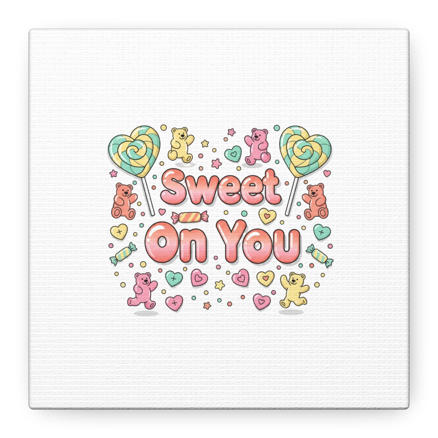 Sweet On You Canvas | Valentine Candycore heart candy pattern, pastel snackcore art