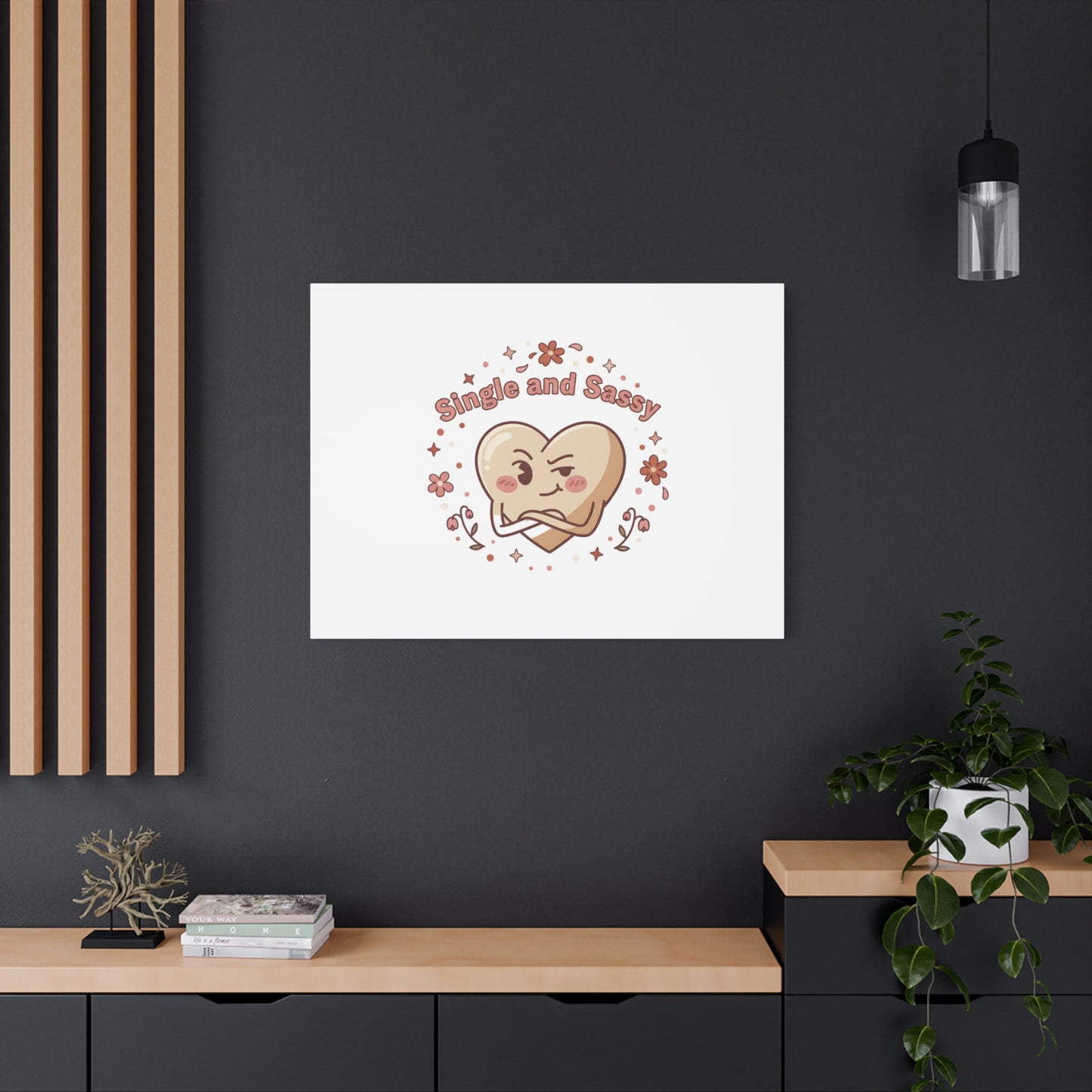 Single and Sassy Heart Canvas | Anti‑Valentine, Pastel Cynic Wall Art