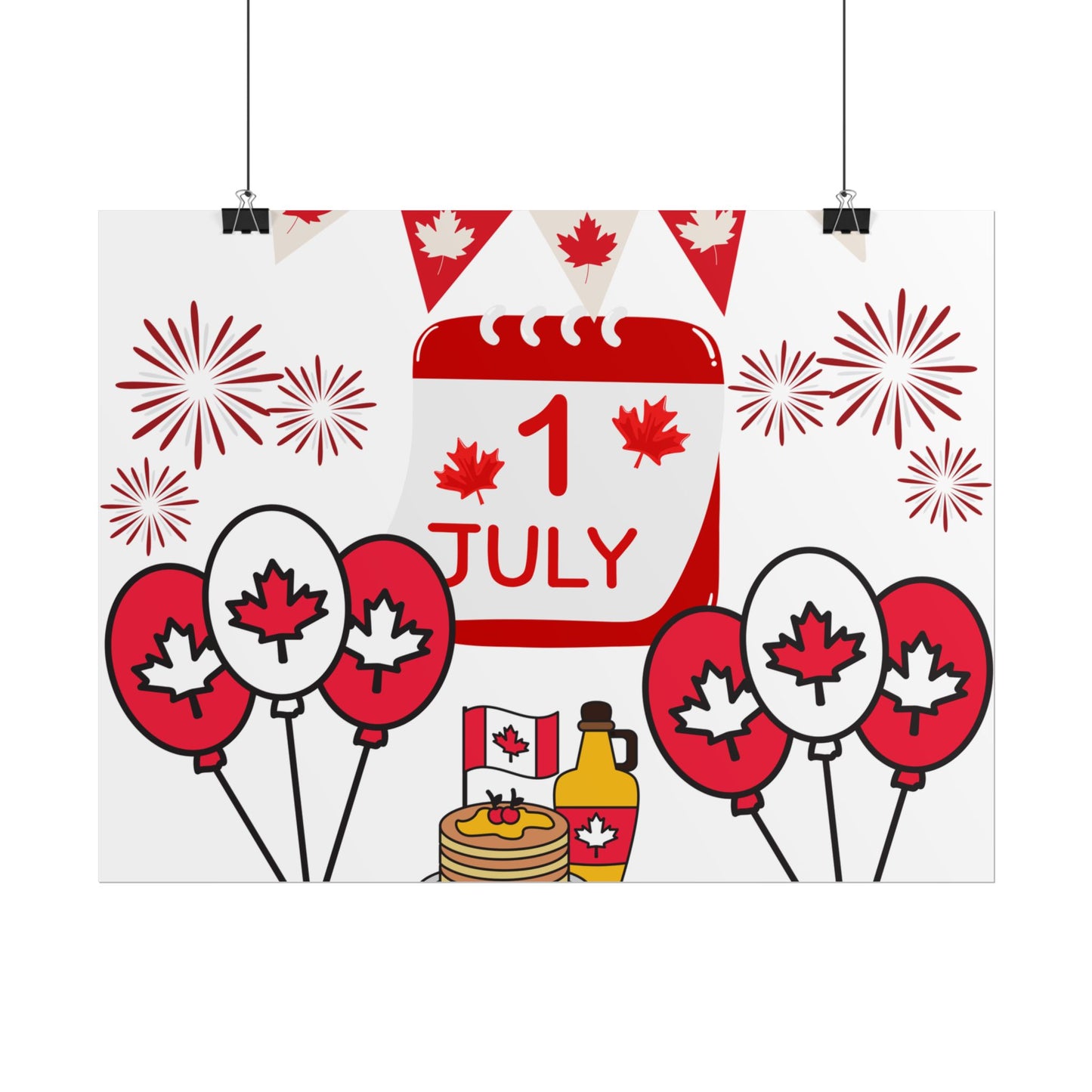 Canada Day 1 July Poster – Red Maple Leaf Celebration Print