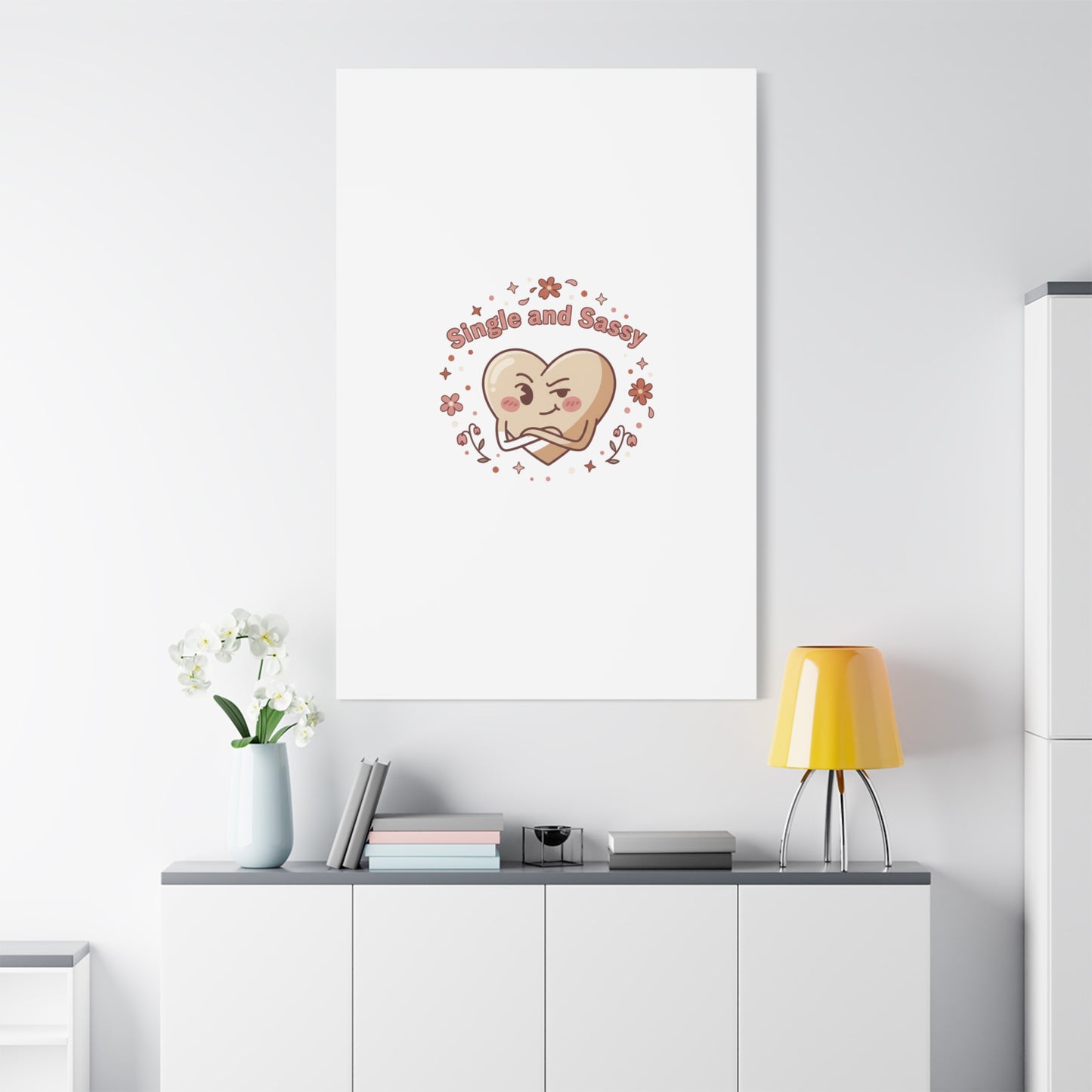 Single and Sassy Heart Canvas | Anti‑Valentine, Pastel Cynic Wall Art