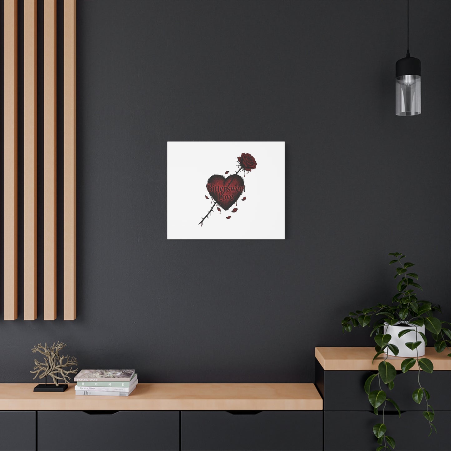 Bittersweet Love heart & thorn rose Canvas | Goth Valentine, Dark Romance Art Print