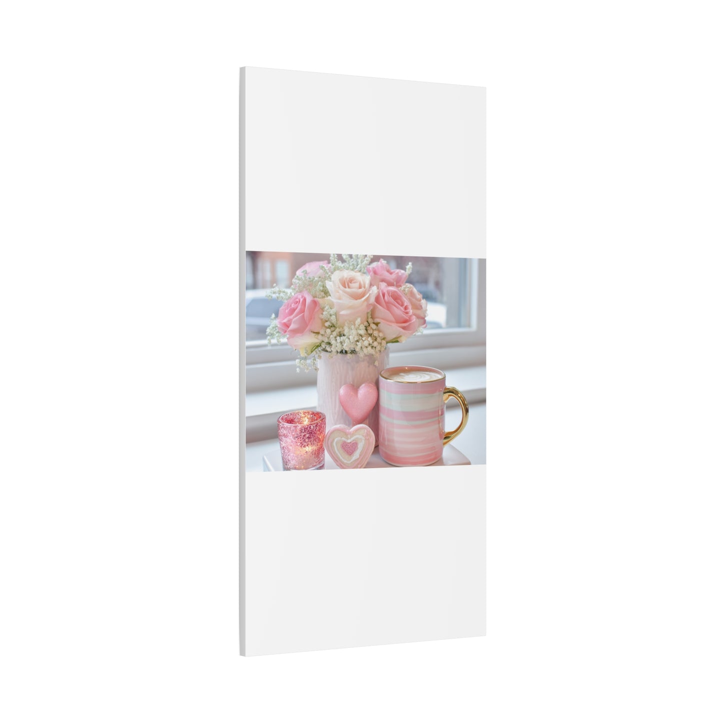 Pink Rose Bouquet with Mug Canvas