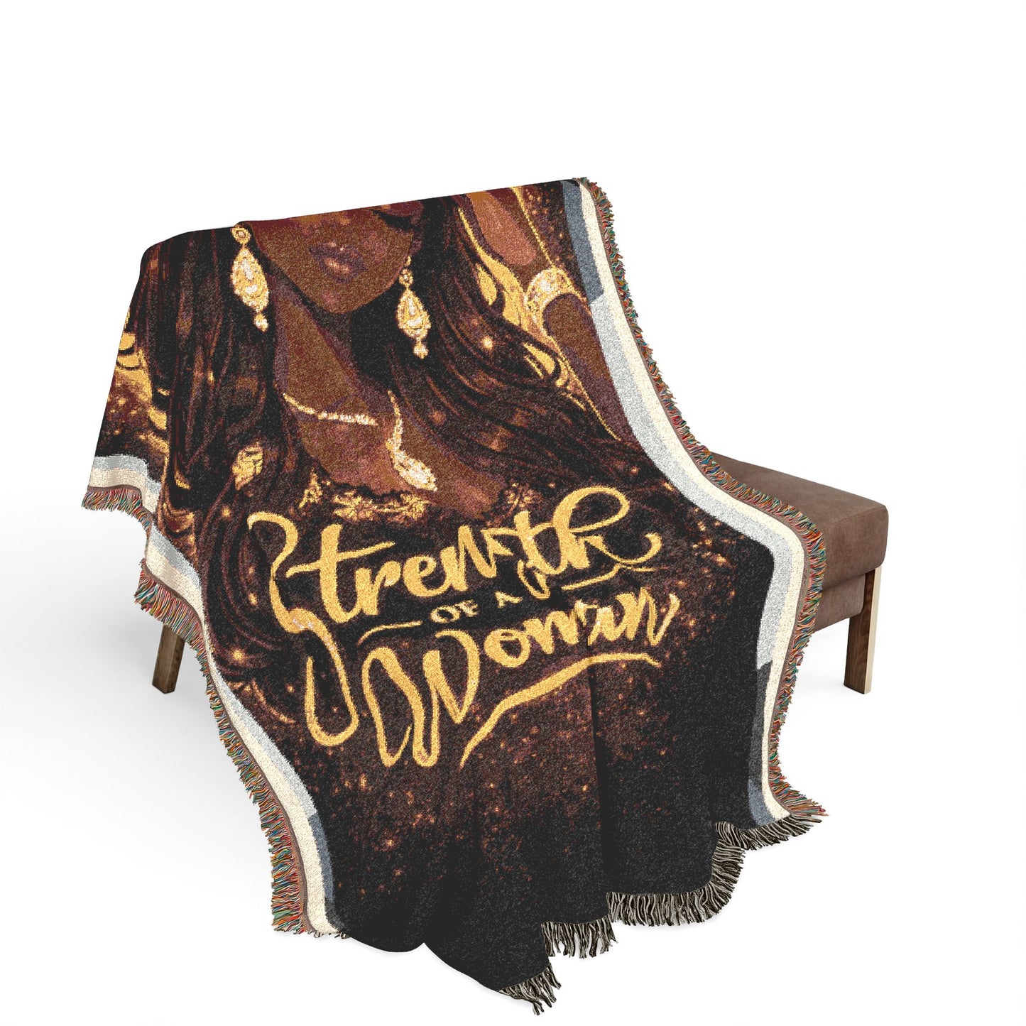 Black Queen Portrait Woven Blanket | Afrocentric Throw, Royal Home Decor