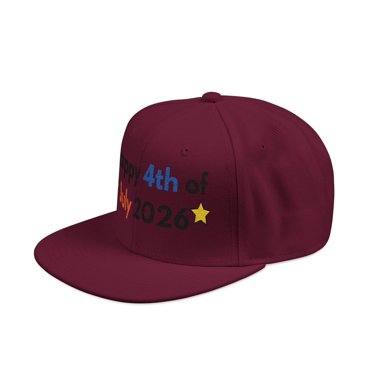 Happy 4th of July 2026 Embroidered Snapback Hat