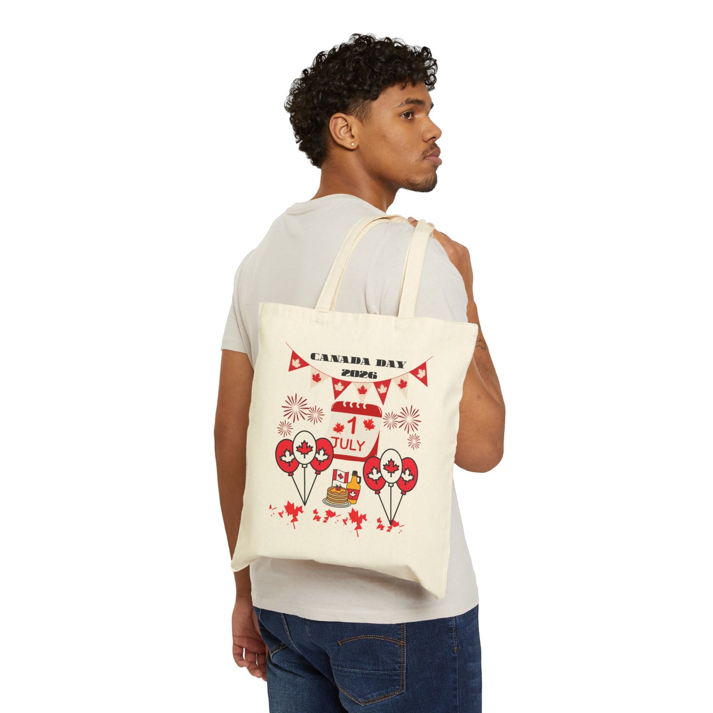 Canada Day Cotton Tote Bag — Happy Canada Day Patriotic Maple Leaf Design