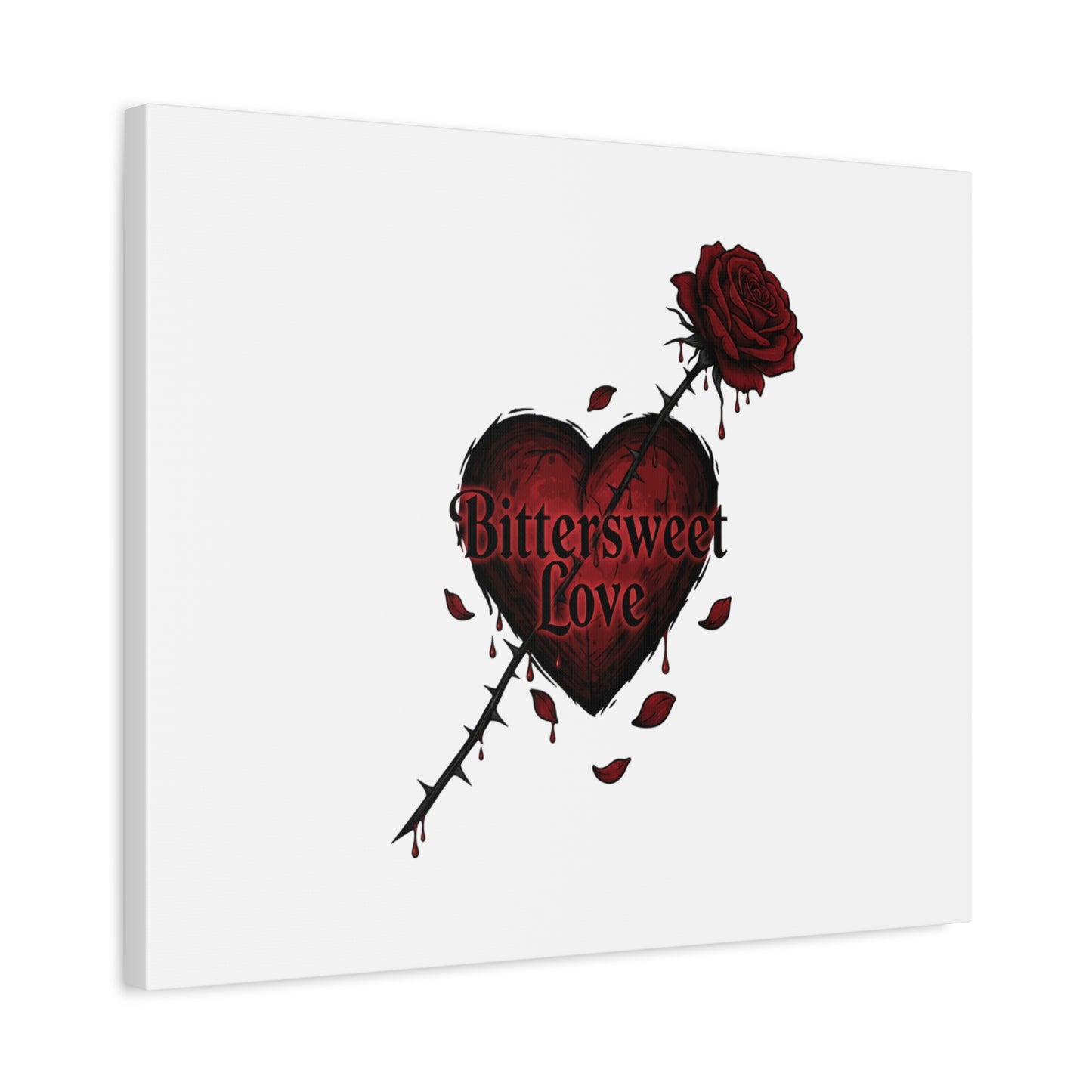 Bittersweet Love heart & thorn rose Canvas | Goth Valentine, Dark Romance Art Print