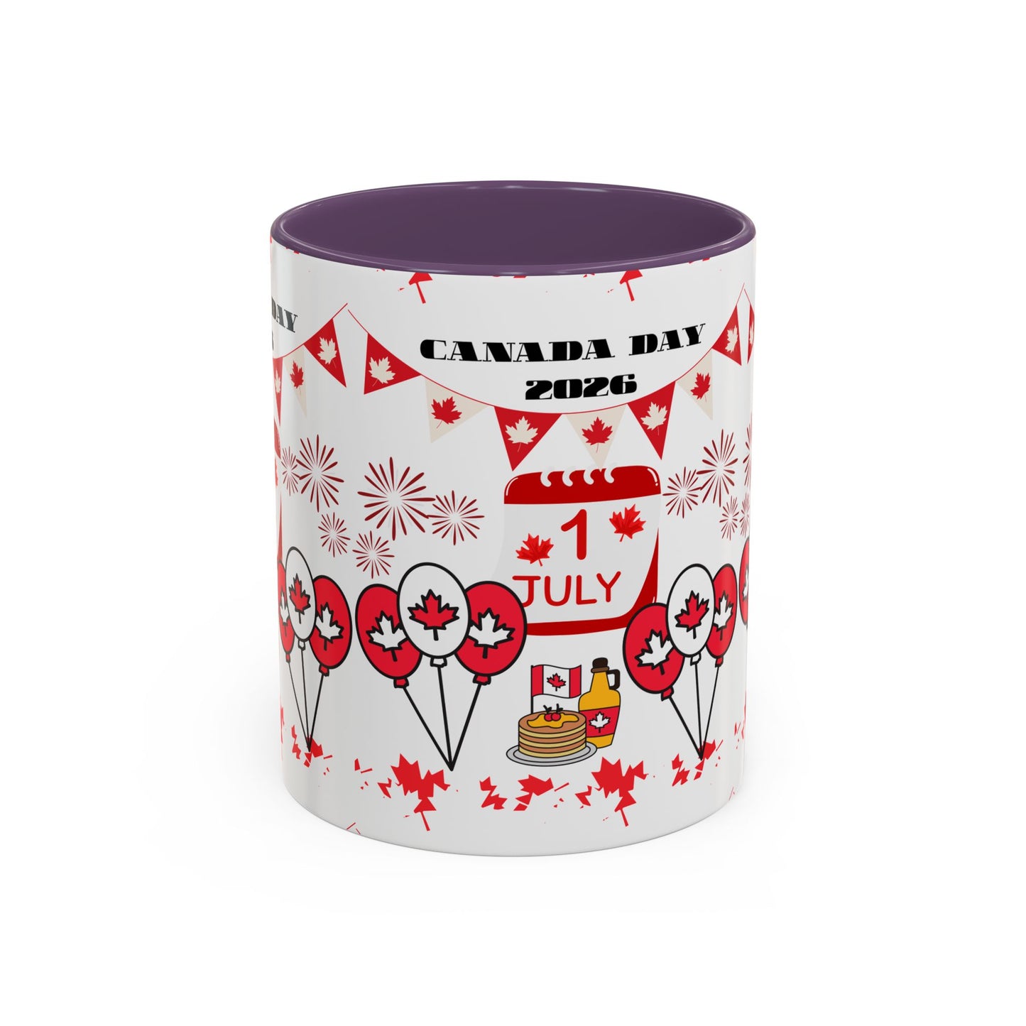 Canada Day Coffee Mug - 1 July 2026 Red Maple Balloon Accent Mug