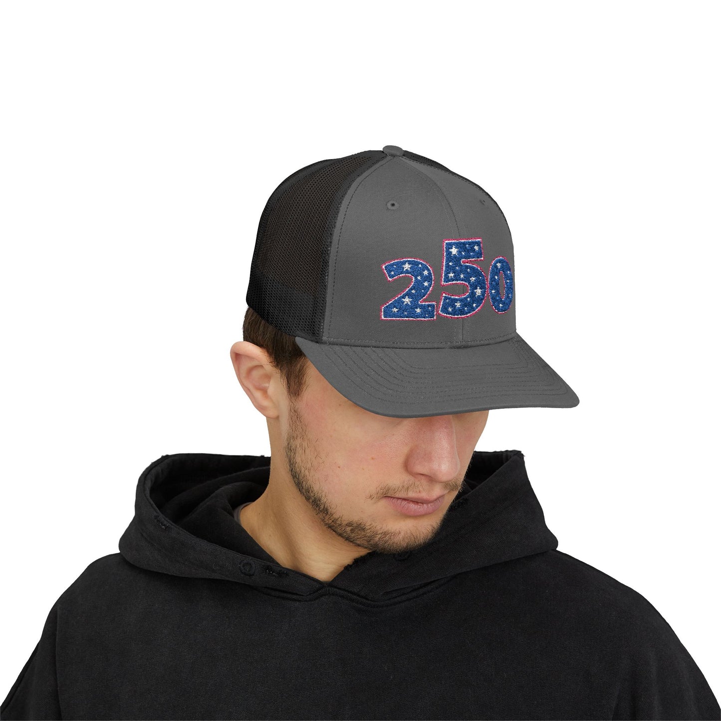Blue Glitter 250 Patch Snapback Cap | Trucker Mesh Hat