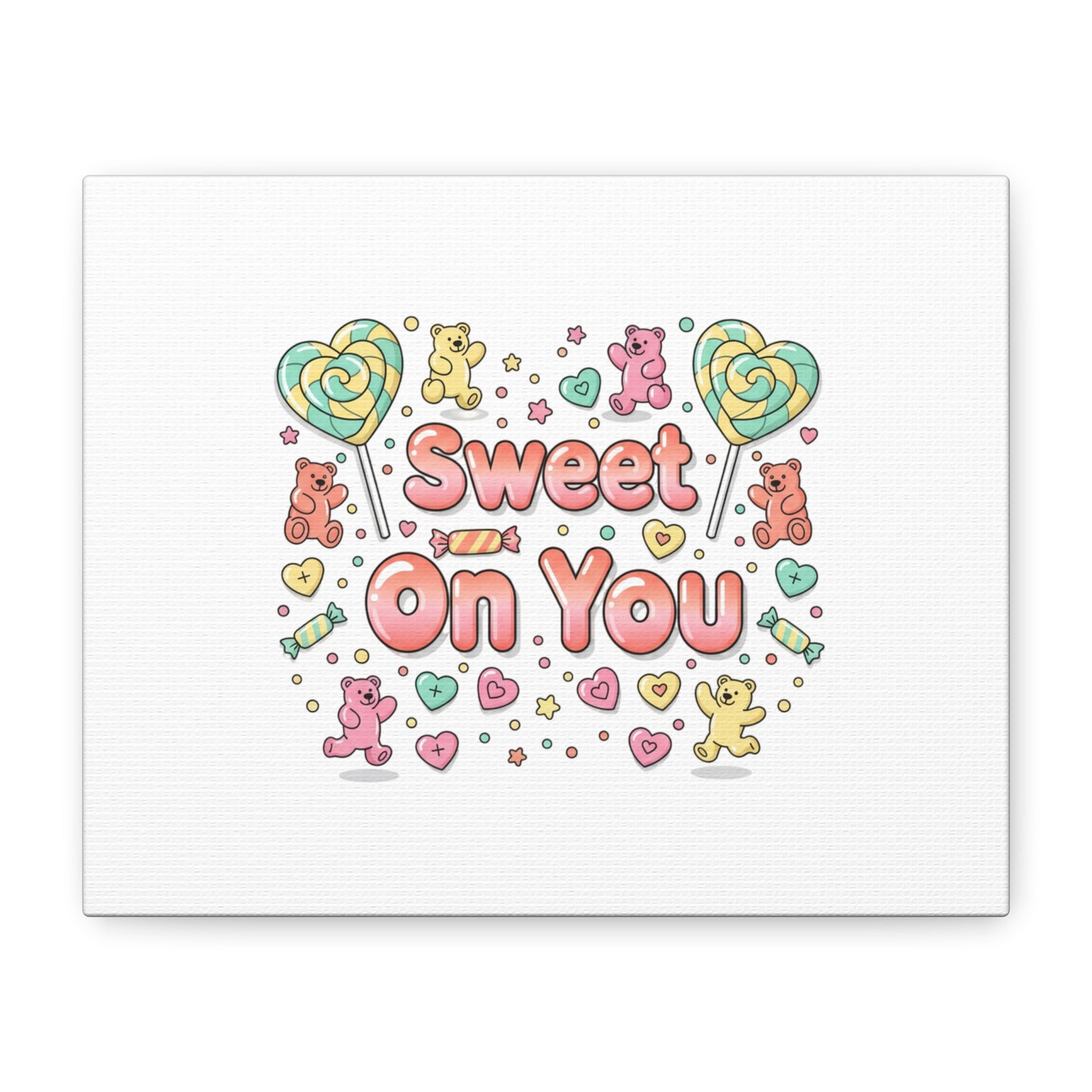 Sweet On You Canvas | Valentine Candycore heart candy pattern, pastel snackcore art