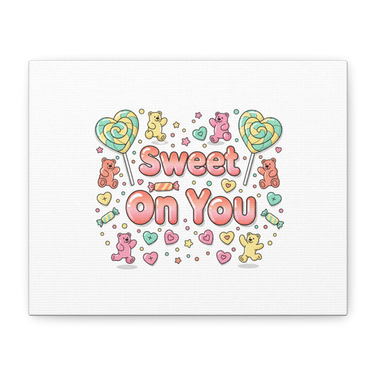 Sweet On You Canvas | Valentine Candycore heart candy pattern, pastel snackcore art
