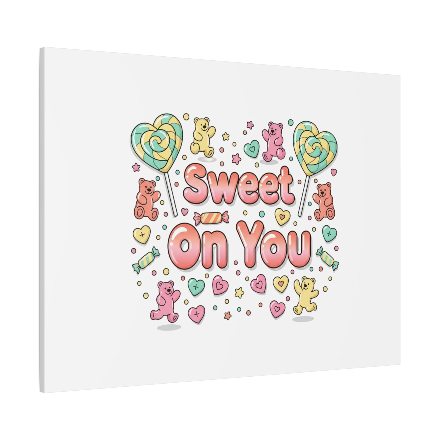 Sweet On You Canvas | Valentine Candycore heart candy pattern, pastel snackcore art
