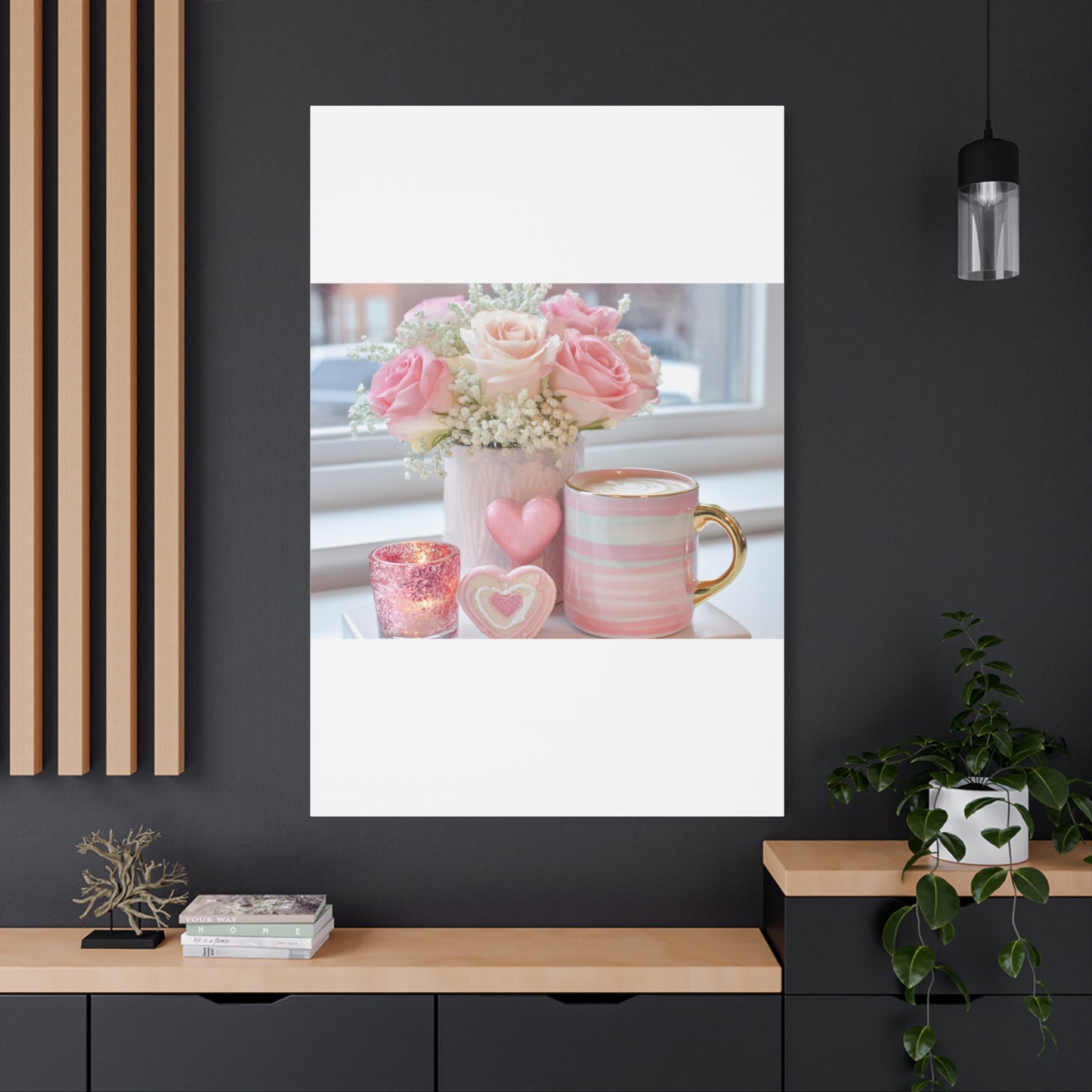Pink Rose Bouquet with Mug Canvas
