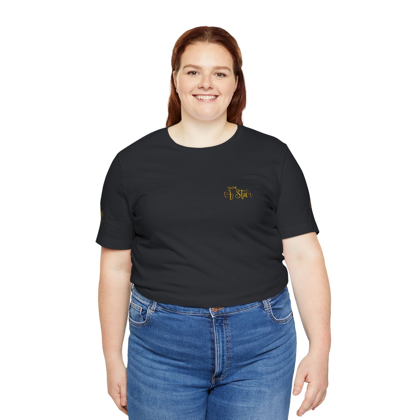 White Bee Graphic Tee — Small Chest & Sleeve Floral Bee Design