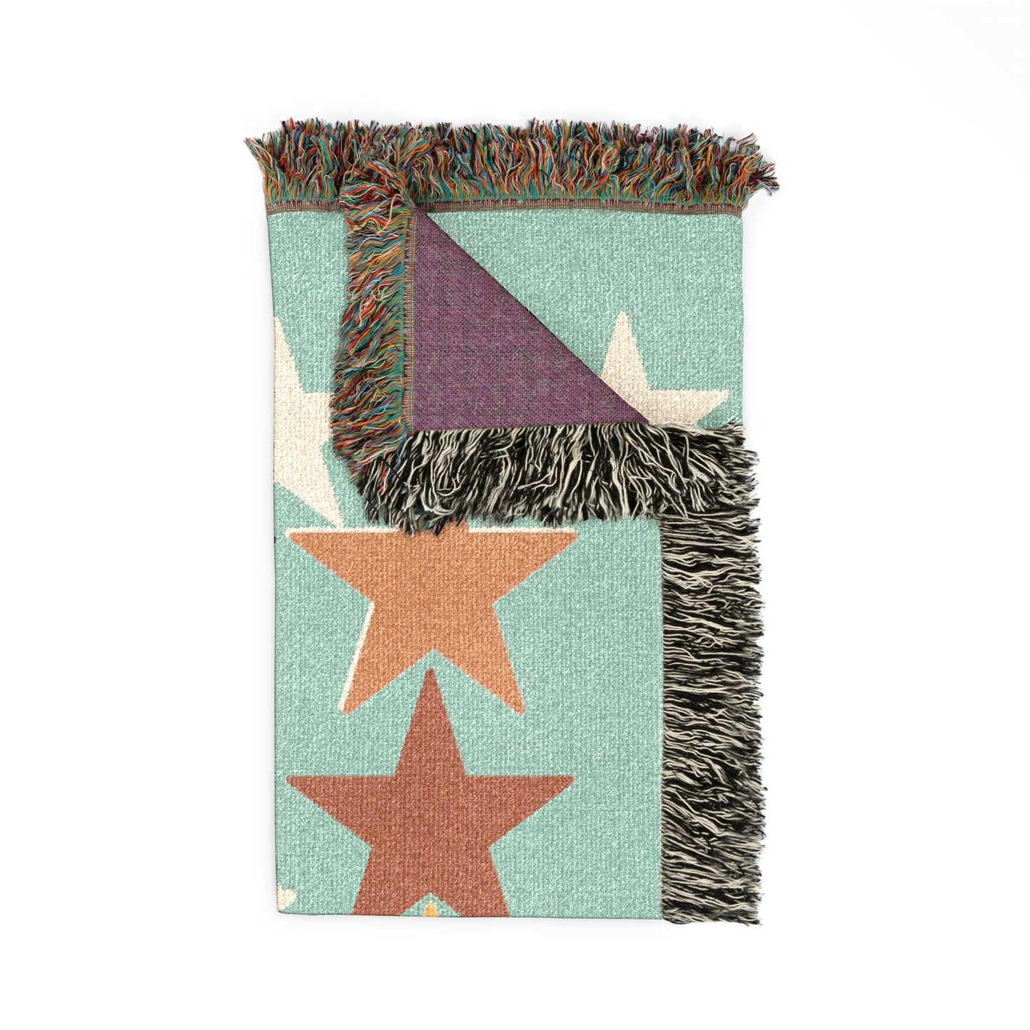 Multicolor Star Pattern Woven Blanket | Retro Celestial Throw