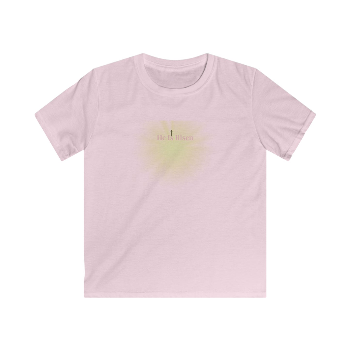 Kids Tee — 'He is Risen' Easter Christian Shirt with Subtle Cross