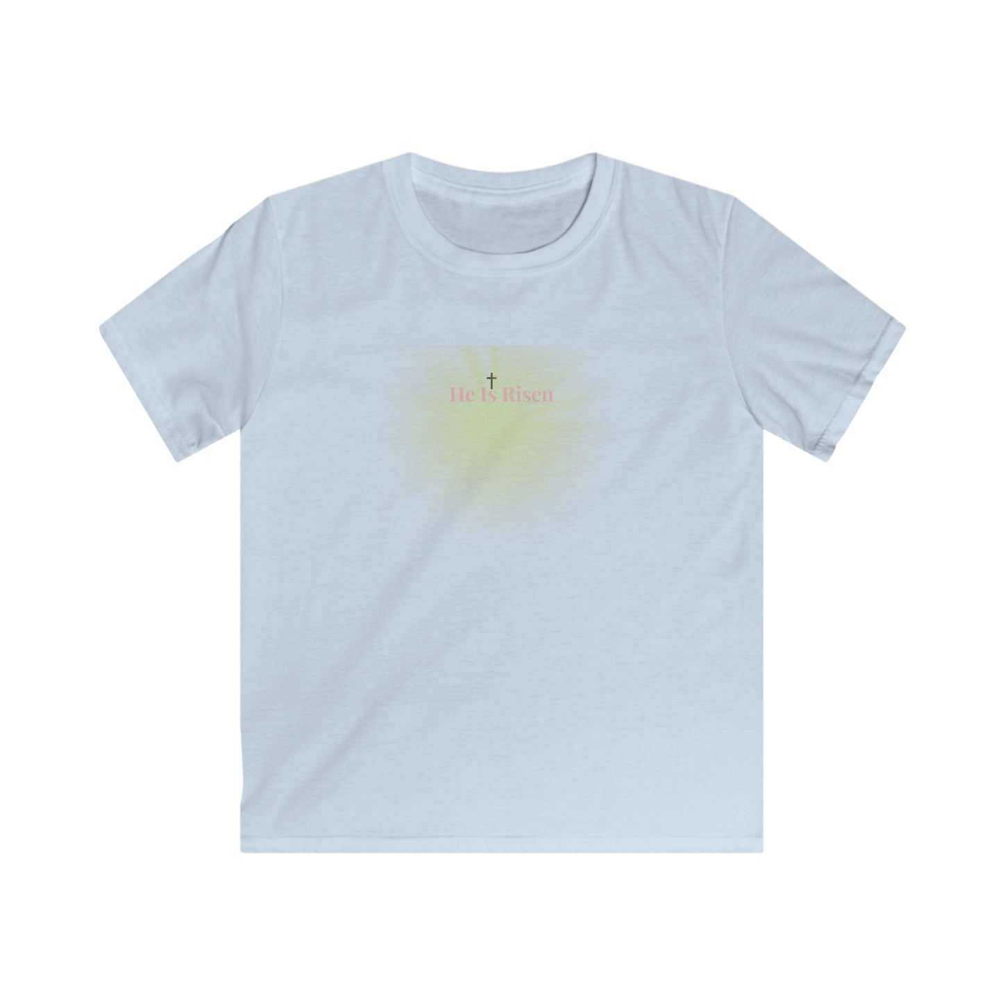 Kids Tee — 'He is Risen' Easter Christian Shirt with Subtle Cross