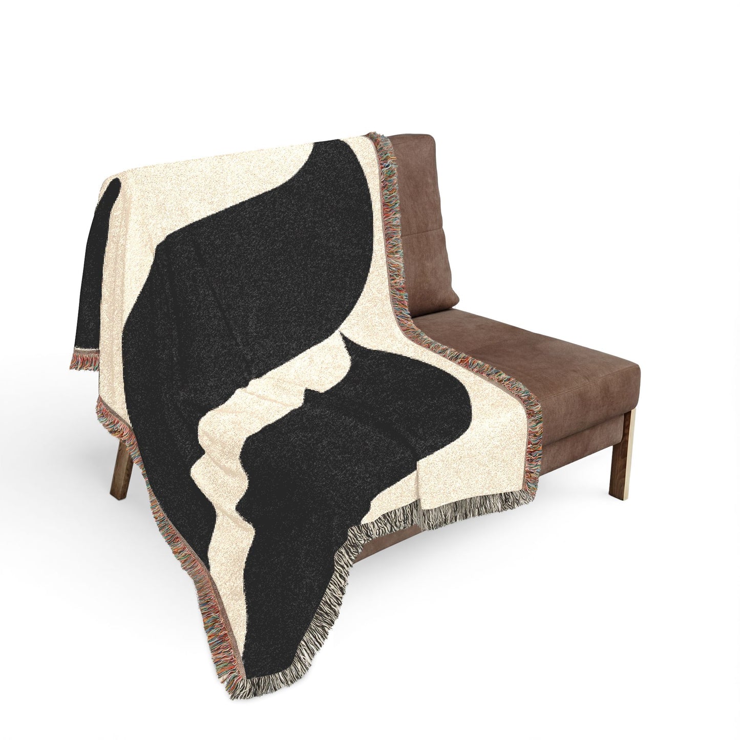 Abstract Curved Stripes Woven Blanket | Modern Geometric Throw