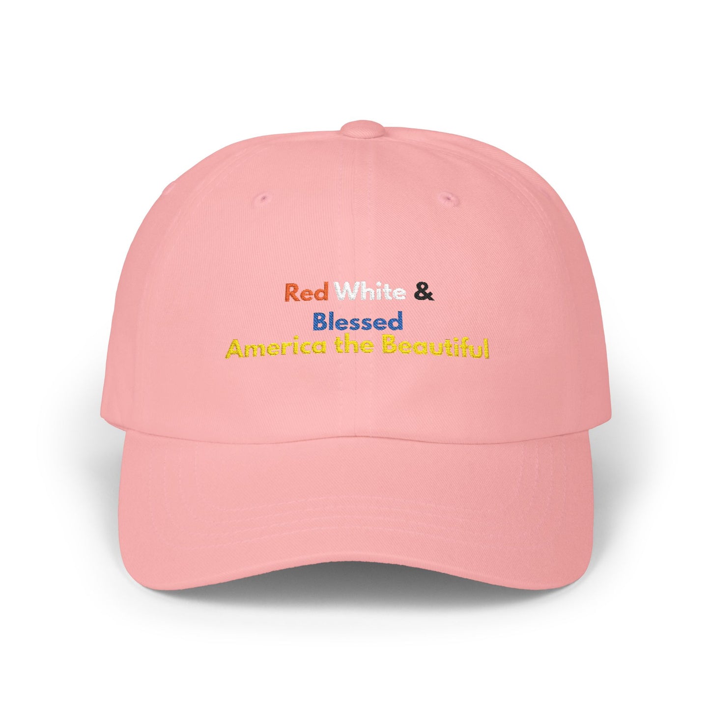 Red & Blessed America the Beautiful Dad Cap | Patriotic Embroidered Hat