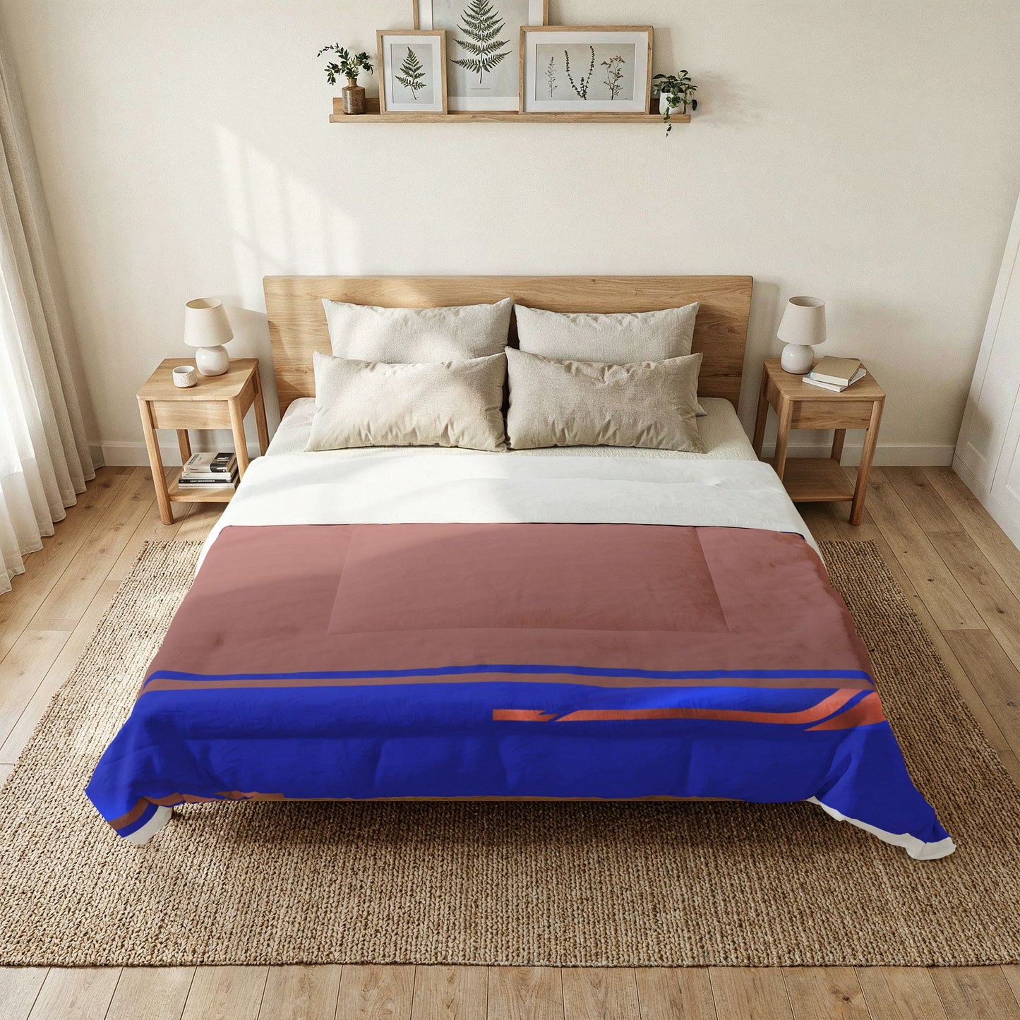Brown and Blue Minimal Plush Comforter Cotton Comforter | Soft, Minimal Bedding