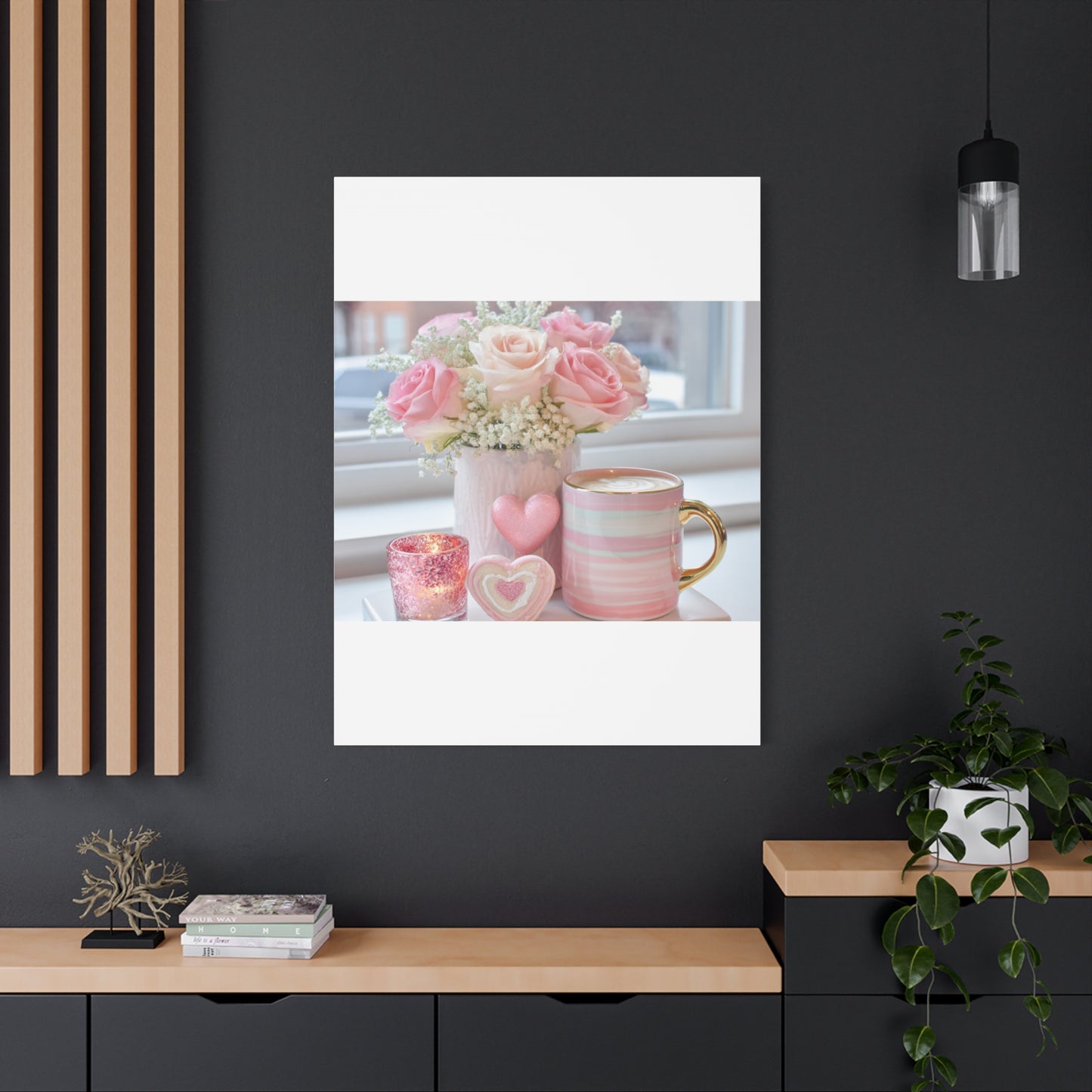 Pink Rose Bouquet with Mug Canvas