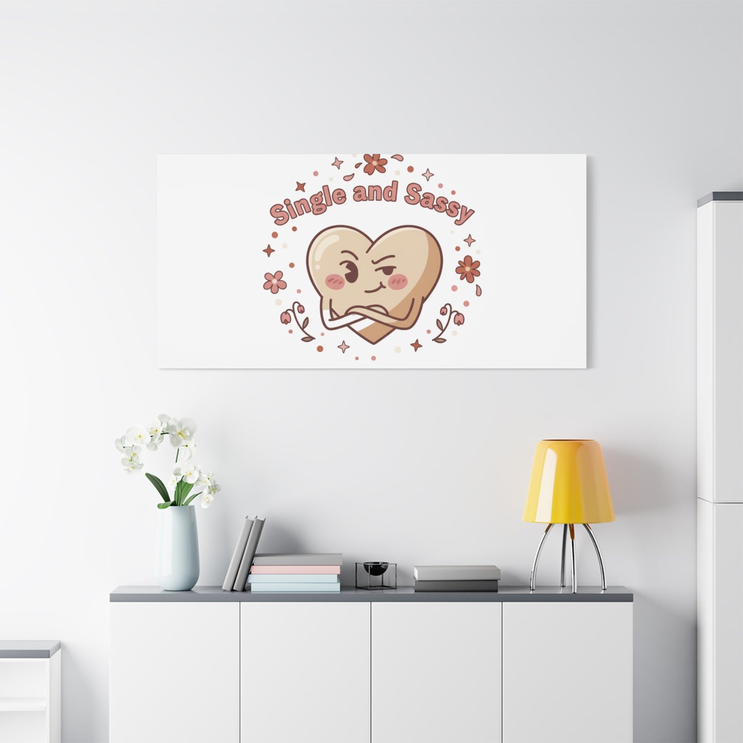 Single and Sassy Heart Canvas | Anti‑Valentine, Pastel Cynic Wall Art