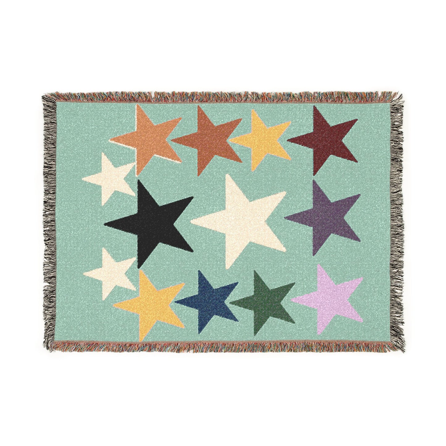 Multicolor Star Pattern Woven Blanket | Retro Celestial Throw