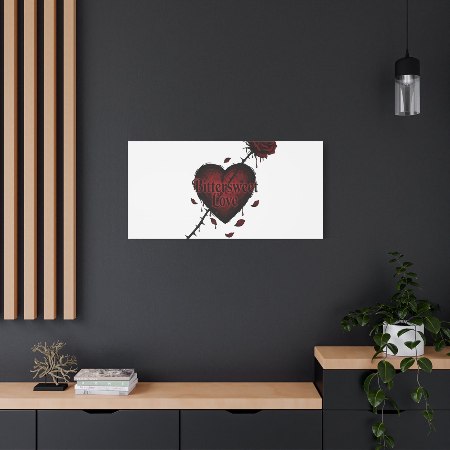 Bittersweet Love heart & thorn rose Canvas | Goth Valentine, Dark Romance Art Print